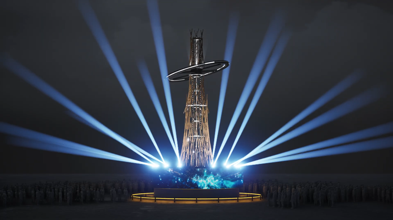 「光沐-世界的阿里山」是一座結合藝術裝置與科技藝術的聲光劇場。取自2026台灣燈會在嘉義官網